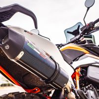 Exhaust compatible with Husqvarna Norden 901 2022-2024, GP Evo4 Poppy, Slip-on exhaust including removable db killer and link pipe 