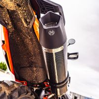 Exhaust compatible with Husqvarna Norden 901 2022-2024, GP Evo4 Poppy, Slip-on exhaust including removable db killer and link pipe 
