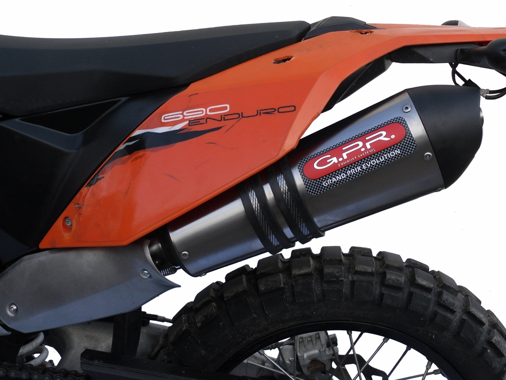 Pot echappement compatible avec Ktm Enduro 690 R 2007-2016, Gpe Ann. titanium, Homologué et légal, système d'échappement complet, avec db killer amovible 