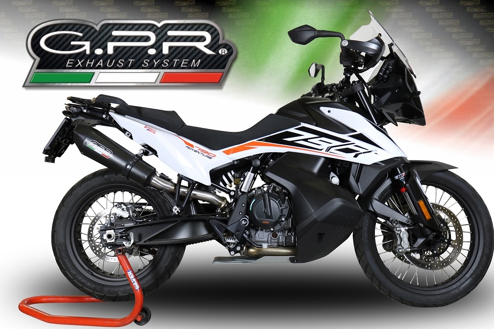 Pot echappement compatible avec Ktm Adventure 790 2021-2024, GP Evo4 Black Titanium, Échappement légal, homologué,silencieux avec db killer amovible et tuyau de liaison spécifique 