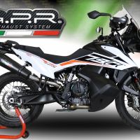 Pot echappement compatible avec Ktm Adventure 790 2021-2024, GP Evo4 Black Titanium, Échappement légal, homologué,silencieux avec db killer amovible et tuyau de liaison spécifique 