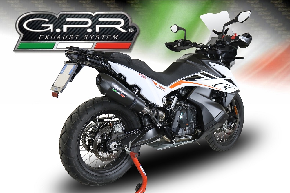 Pot echappement compatible avec Ktm Adventure 790 2021-2024, GP Evo4 Black Titanium, Échappement légal, homologué,silencieux avec db killer amovible et tuyau de liaison spécifique 