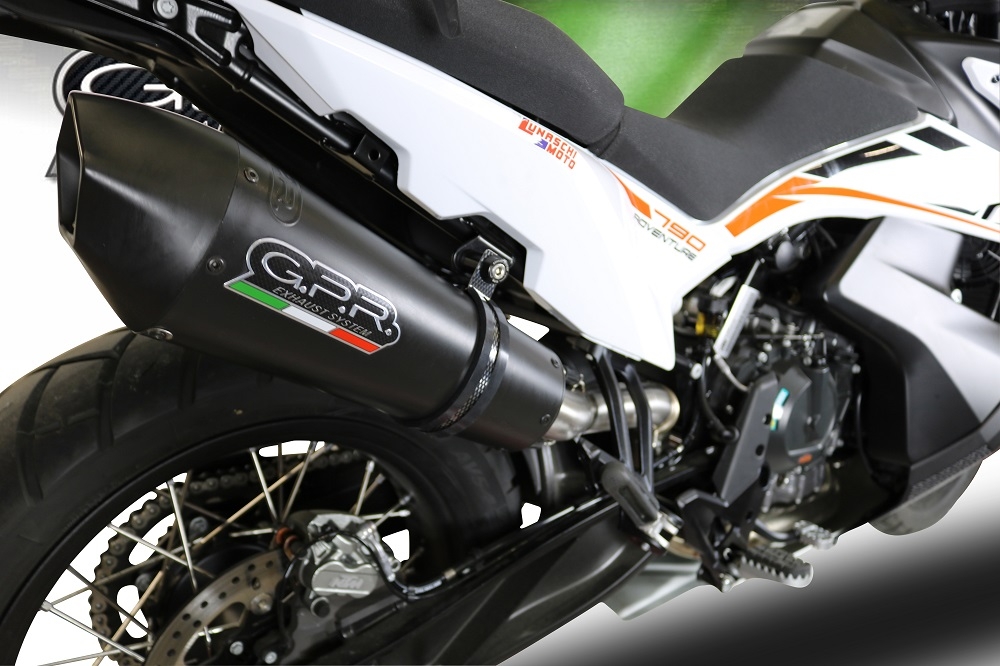 Pot echappement compatible avec Ktm Adventure 790 2021-2024, GP Evo4 Black Titanium, Échappement légal, homologué,silencieux avec db killer amovible et tuyau de liaison spécifique 