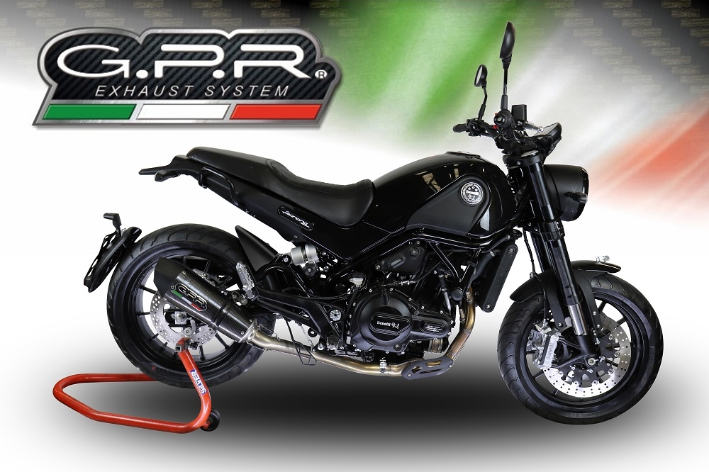 Exhaust compatible with Benelli Leoncino 500 Trail 2017-2024, Gpe Ann. Poppy, Slip-on exhaust including removable db killer and link pipe 