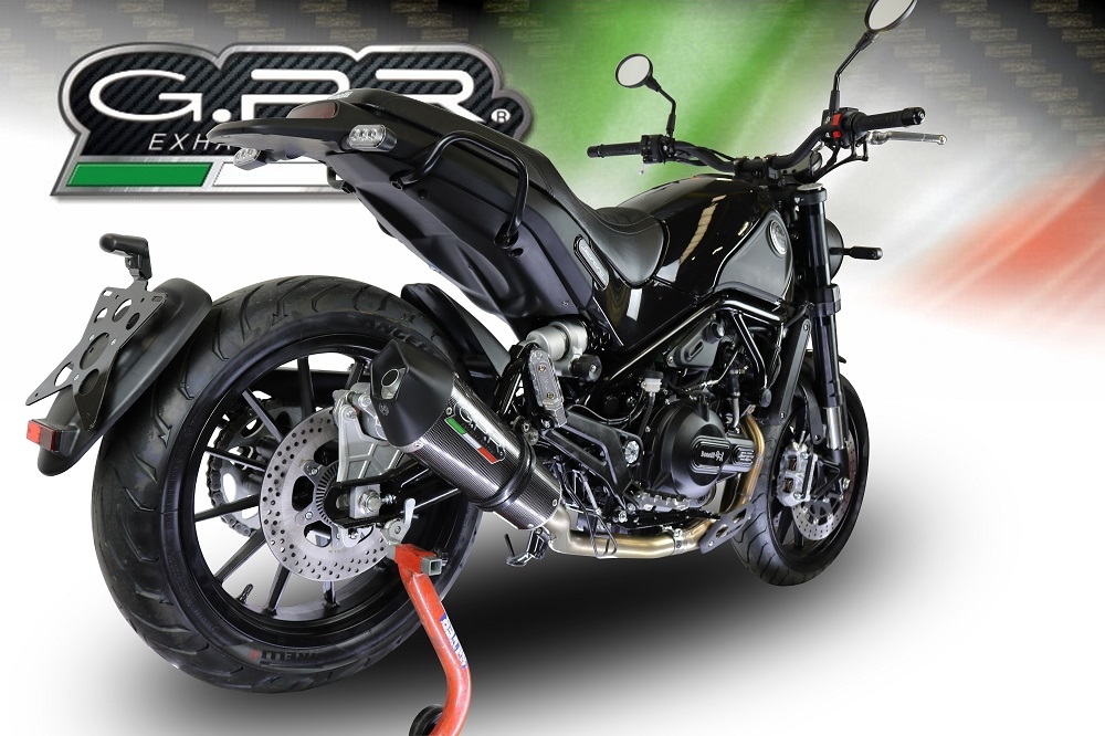 Exhaust compatible with Benelli Leoncino 500 Trail 2017-2024, Gpe Ann. Poppy, Slip-on exhaust including removable db killer and link pipe 