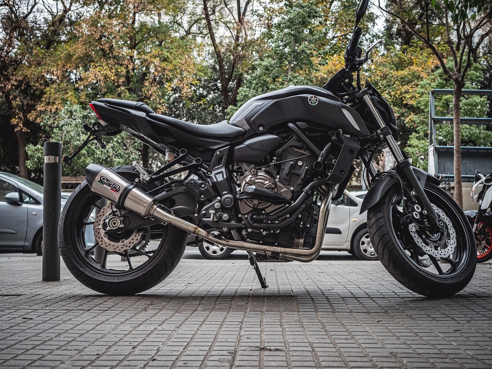 Pot echappement compatible avec Yamaha Mt-07 2014-2016, Gpe Ann. titanium, Homologué et légal, système d'échappement complet, avec db killer amovible 