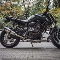 Pot echappement compatible avec Yamaha Mt-07 2014-2016, Gpe Ann. titanium, Homologué et légal, système d'échappement complet, avec db killer amovible 