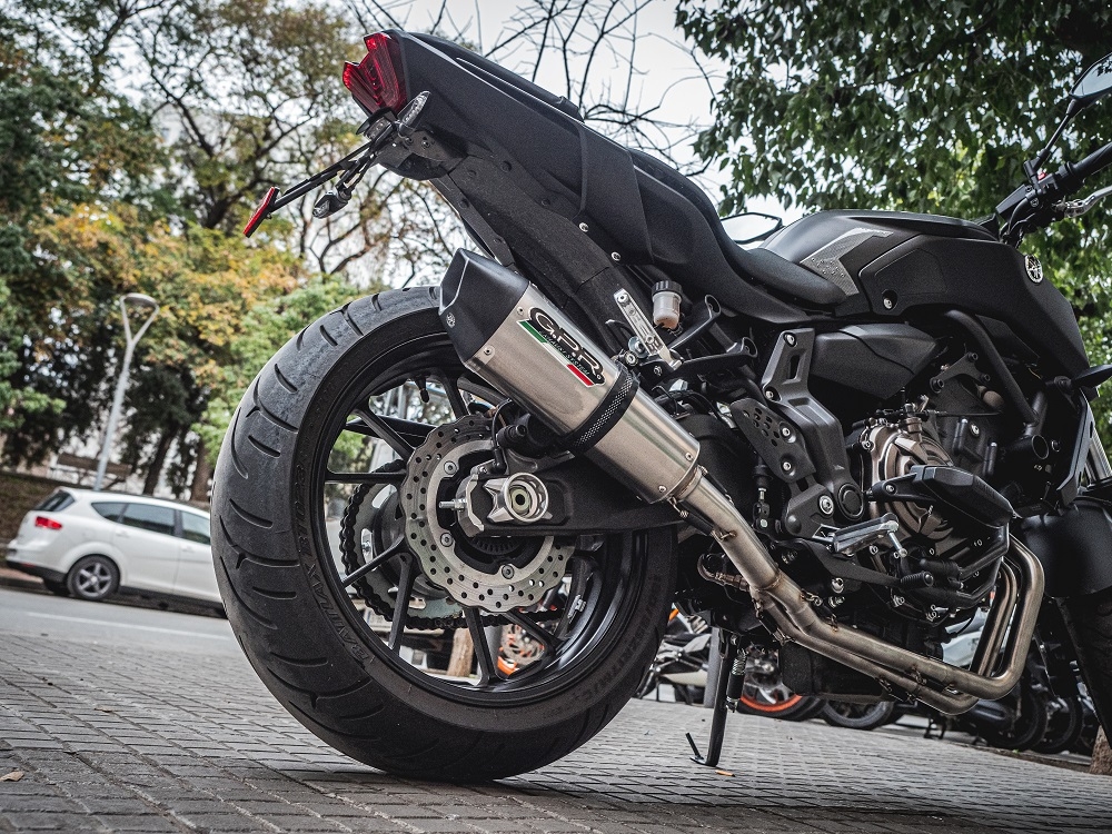 Pot echappement compatible avec Yamaha Mt-07 2014-2016, Gpe Ann. titanium, Homologué et légal, système d'échappement complet, avec db killer amovible 