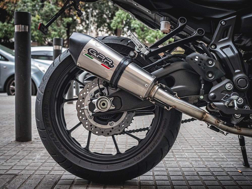 Pot echappement compatible avec Yamaha Mt-07 2014-2016, Gpe Ann. titanium, Homologué et légal, système d'échappement complet, avec db killer amovible 