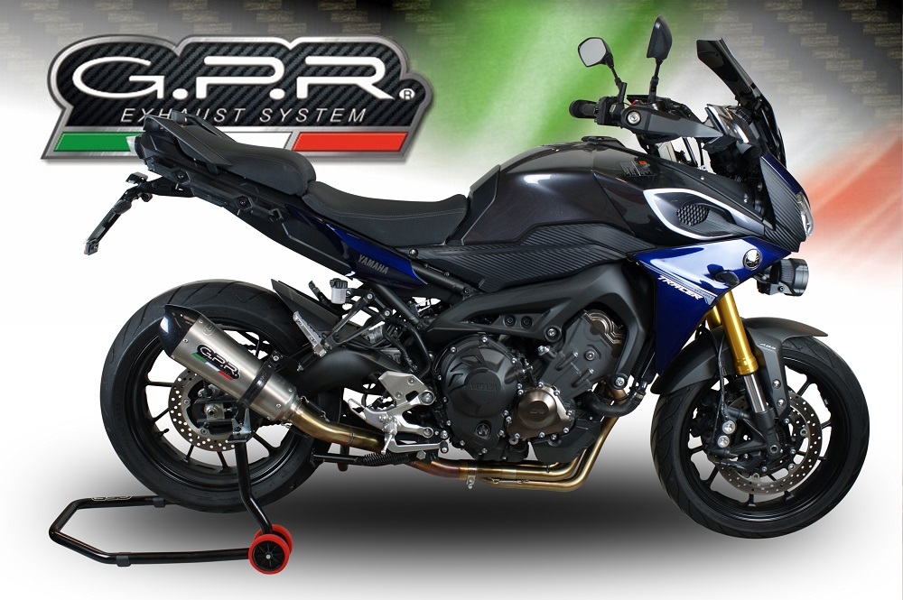 Pot echappement compatible avec Yamaha Mt-09 Tracer 900 2015-2016, Gpe Ann. titanium, Homologué et légal, système d'échappement complet, avec db killer amovible 