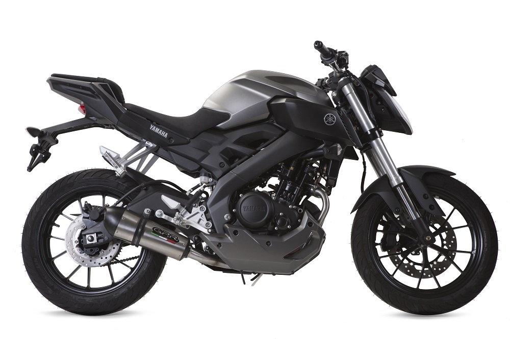 Pot echappement compatible avec Yamaha Mt 125 2017-2019, Gpe Ann. titanium, Pot échappement complet, non légal pour les pays de l'UE, avec db killer amovible 