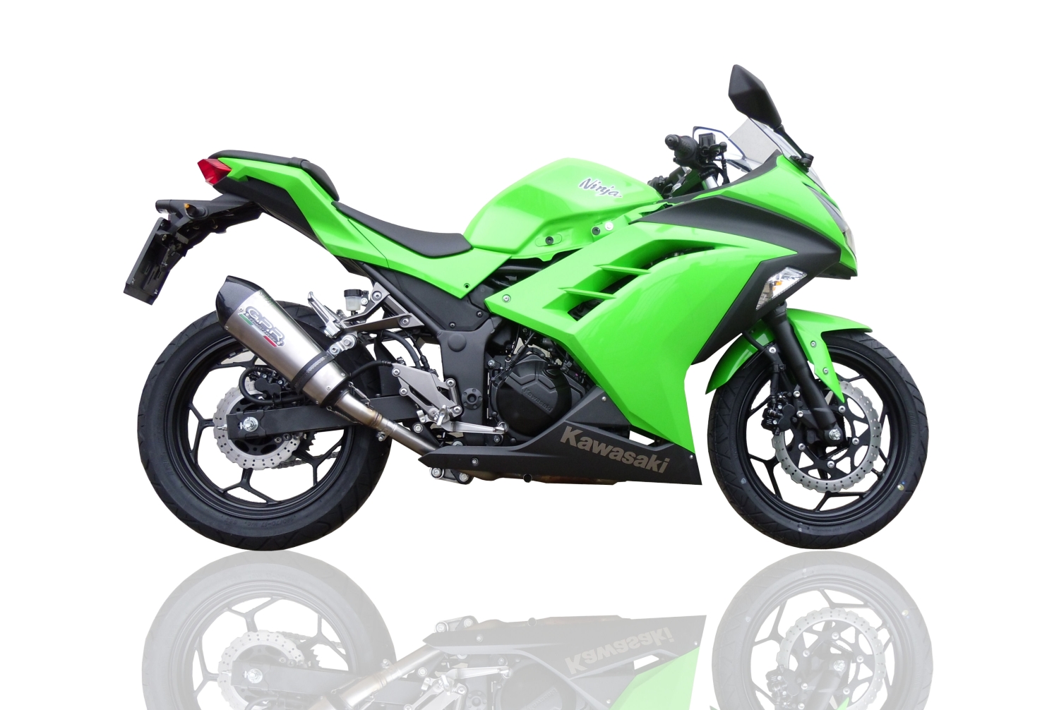 Exhaust compatible with Kawasaki Ninja 300R 2012-2017, Gpe Ann. titanium, Slip-on exhaust including removable db killer and link pipe 