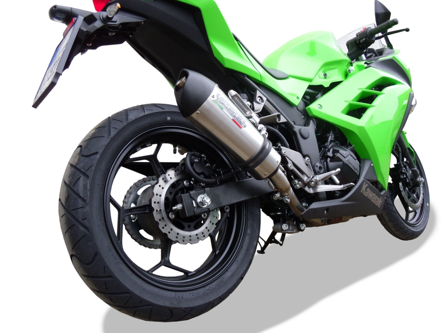 Exhaust compatible with Kawasaki Ninja 300R 2012-2017, Gpe Ann. titanium, Slip-on exhaust including removable db killer and link pipe 