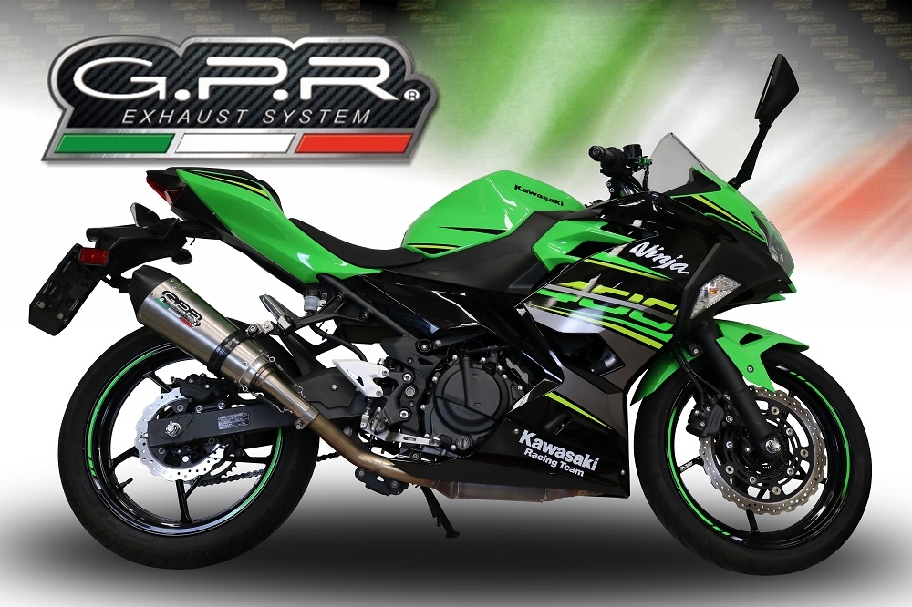 Pot echappement compatible avec Kawasaki Ninja 500 2023-2025, Gpe Ann. titanium, Pot echappement racing, ligne complet, fourni avec collecteur spécifique, article sans homologation 