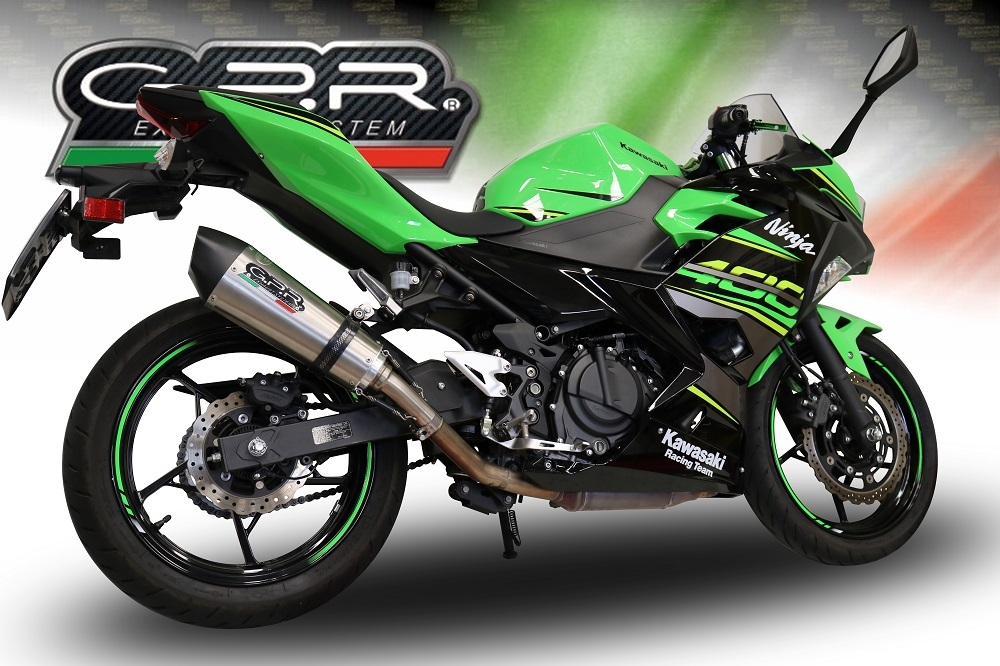 Pot echappement compatible avec Kawasaki Ninja 500 2023-2025, Gpe Ann. titanium, Pot echappement racing, ligne complet, fourni avec collecteur spécifique, article sans homologation 