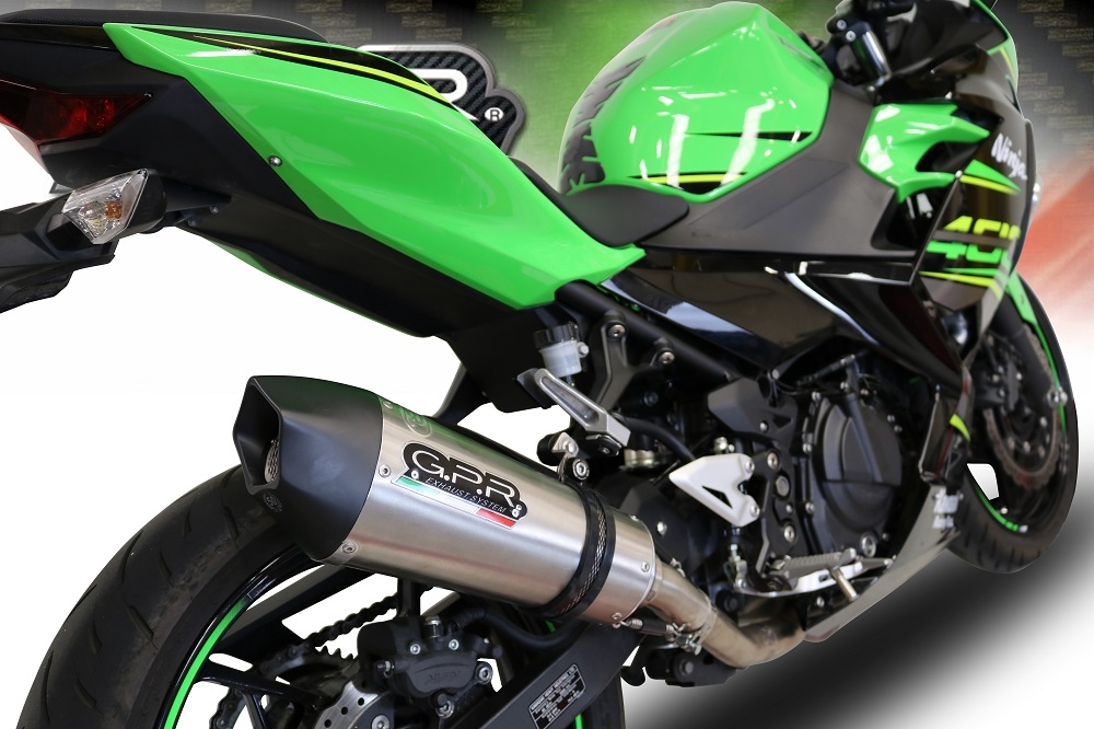 Pot echappement compatible avec Kawasaki Ninja 500 2023-2025, Gpe Ann. titanium, Pot echappement racing, ligne complet, fourni avec collecteur spécifique, article sans homologation 