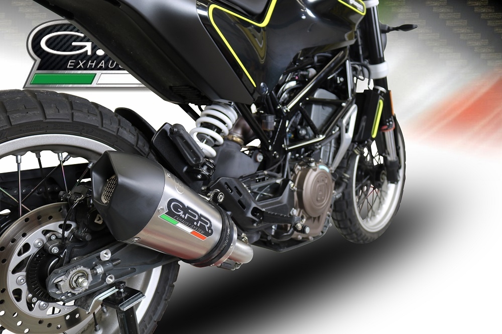 Exhaust compatible with Husqvarna Svartpilen 401 2018-2019, GP Evo4 Titanium, Slip-on exhaust including removable db killer and link pipe 