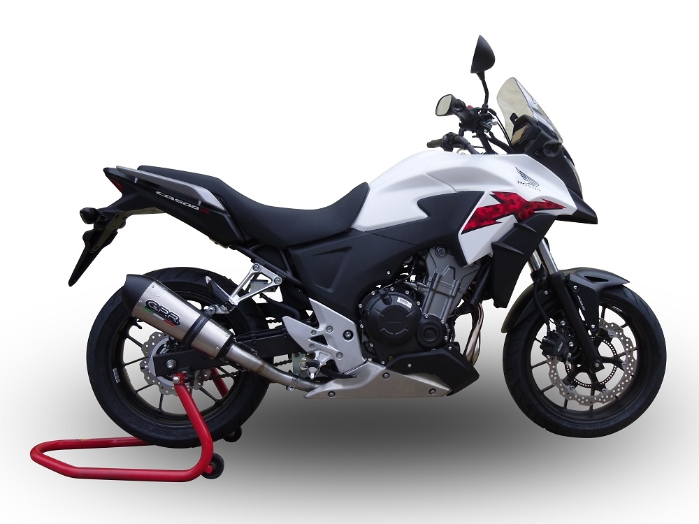 Exhaust compatible with Honda CB500X 2013-2015, Gpe Ann. titanium, Slip-on exhaust including removable db killer and link pipe 