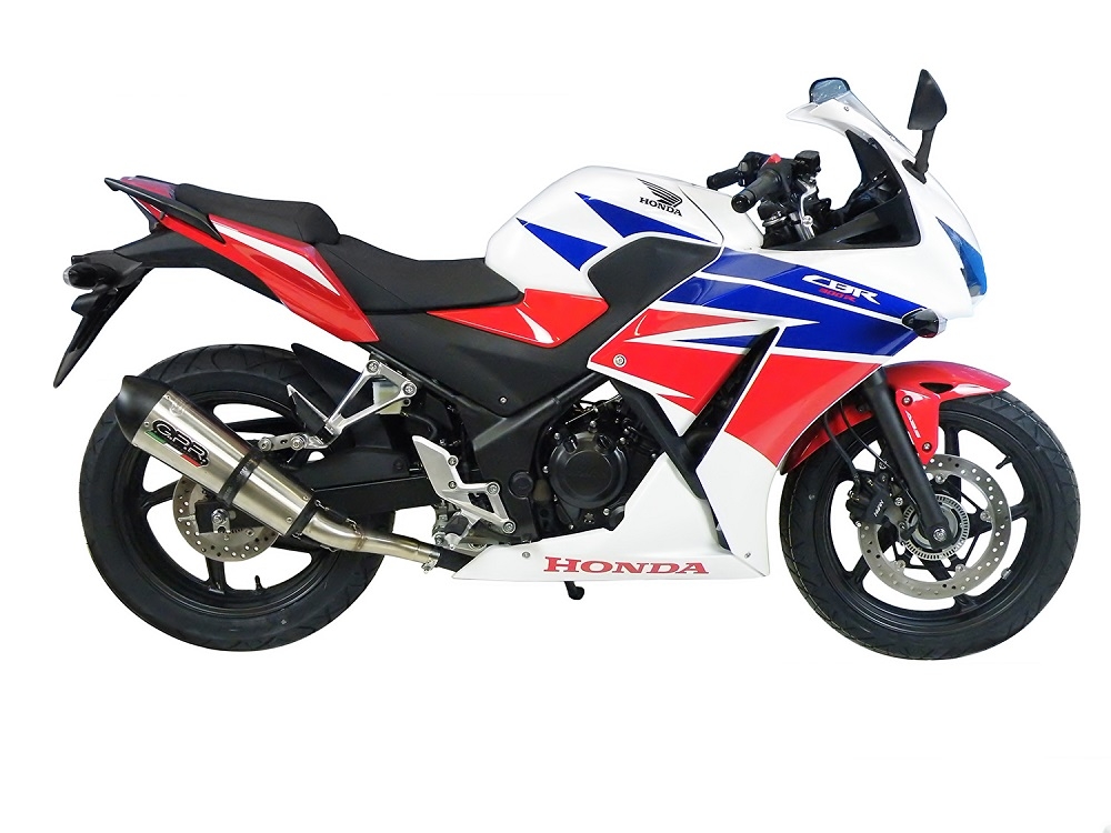 Exhaust compatible with Honda CBR300R 2014-2016, Gpe Ann. titanium, Slip-on exhaust including removable db killer and link pipe 