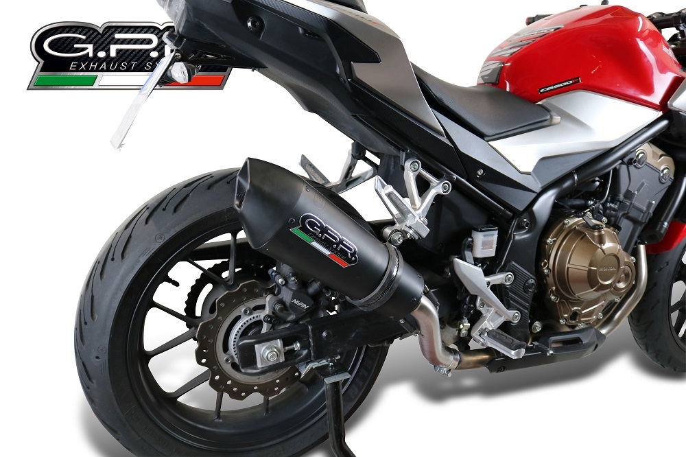 Exhaust compatible with Honda CB500X 2019-2025, GP Evo4 Black Titanium, Slip-on exhaust including removable db killer and link pipe 