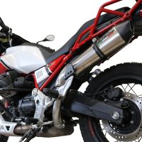 Exhaust compatible with Moto Guzzi V85TT 2021-2024, Gpe Ann. titanium, Slip-on exhaust including link pipe 