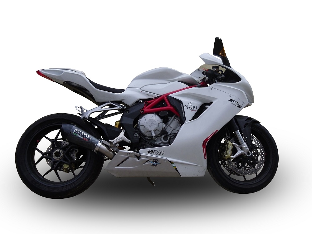 Pot echappement compatible avec Mv Agusta F3 675 2012-2016, Gpe Ann. Poppy, Échappement légal, homologué,silencieux avec db killer amovible et tuyau de liaison spécifique 