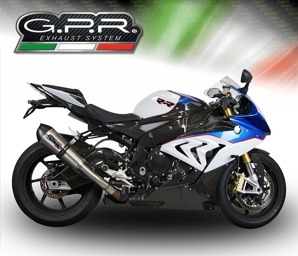 Exhaust compatible with Bmw S1000RR 2015-2016, Gpe Ann. titanium, Slip-on exhaust including removable db killer and link pipe 