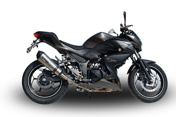 Pot echappement compatible avec Kawasaki Z 300 2014-2017, Gpe Ann. titanium, Échappement légal, homologué,silencieux avec db killer amovible et tuyau de liaison spécifique 