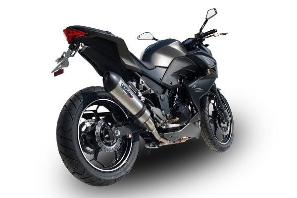 Pot echappement compatible avec Kawasaki Z 300 2014-2017, Gpe Ann. titanium, Échappement légal, homologué,silencieux avec db killer amovible et tuyau de liaison spécifique 