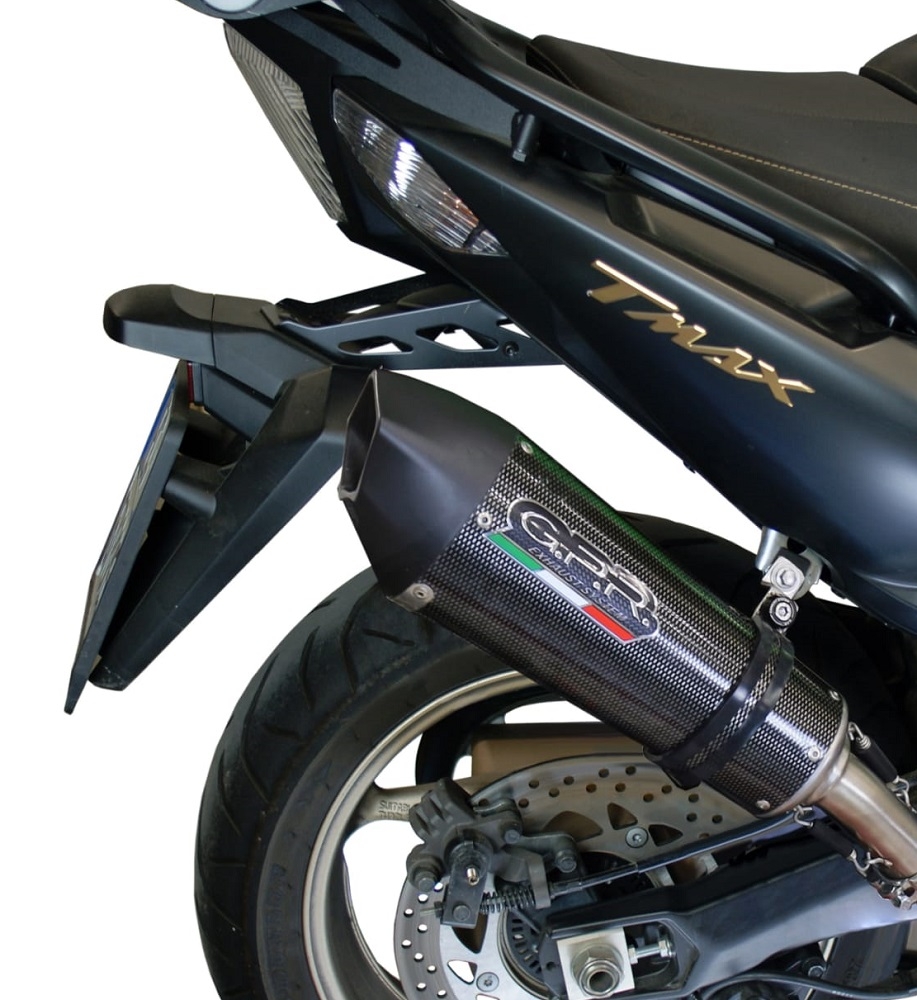 Pot echappement compatible avec Yamaha T-Max 500 2001-2011, Gpe Ann. Poppy, Homologué et légal, système d'échappement complet, avec db killer amovible 