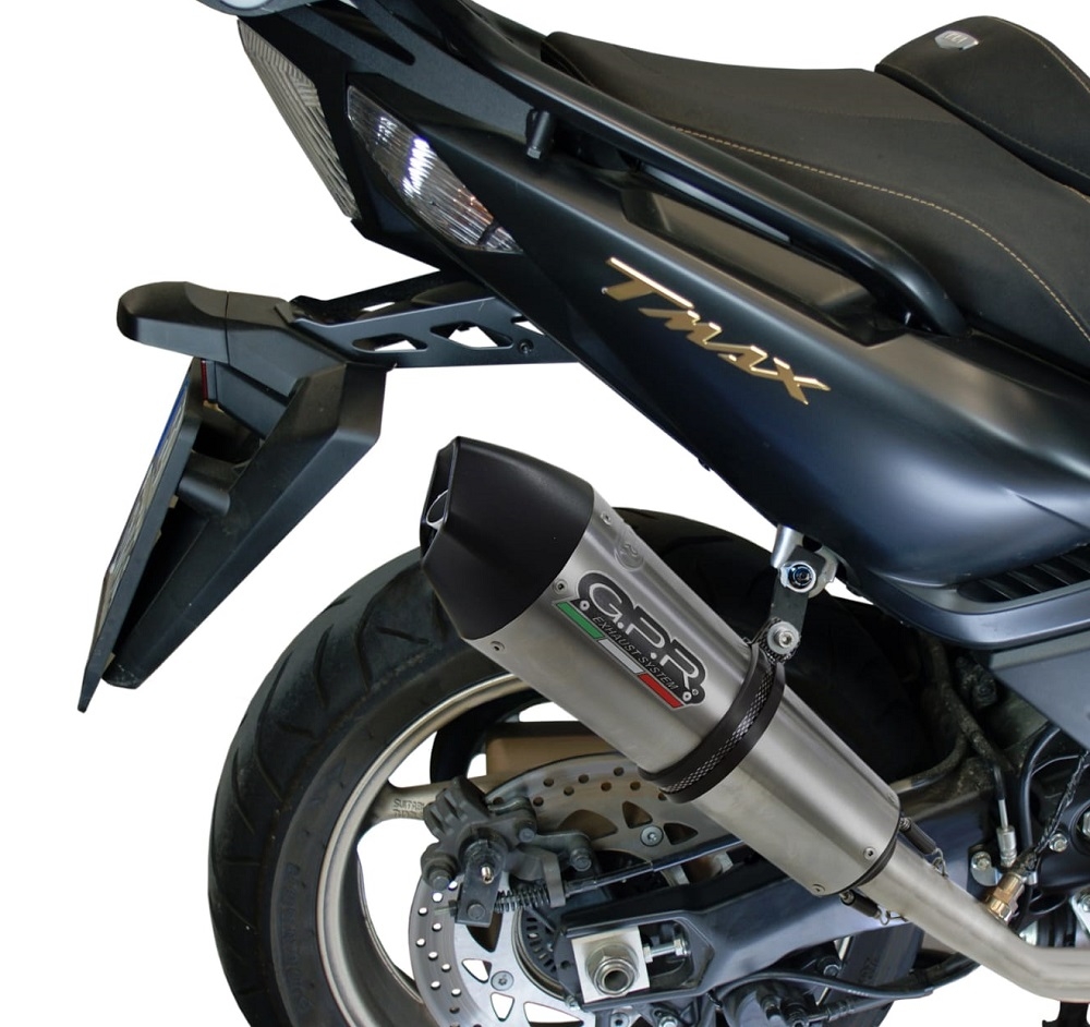 Pot echappement compatible avec Yamaha T-Max 530 2012-2016, Gpe Ann. titanium, Pot échappement complet, non légal pour les pays de l'UE, avec db killer amovible 