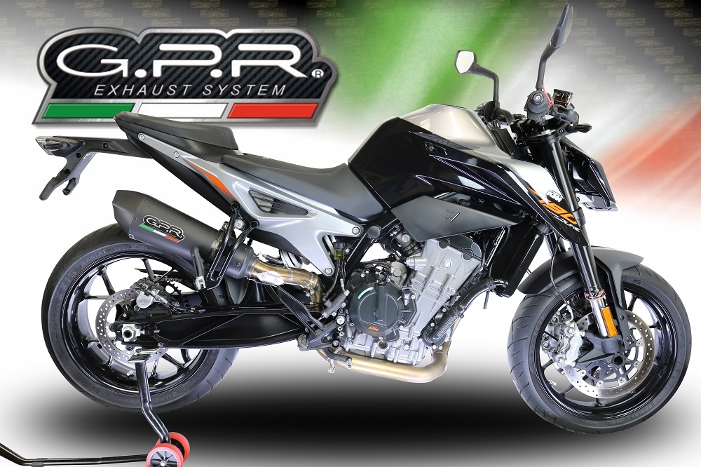 Pot echappement compatible avec Ktm Duke 790 2021-2024, GP Evo4 Black Titanium, Échappement légal, homologué,silencieux avec db killer amovible et tuyau de liaison spécifique 