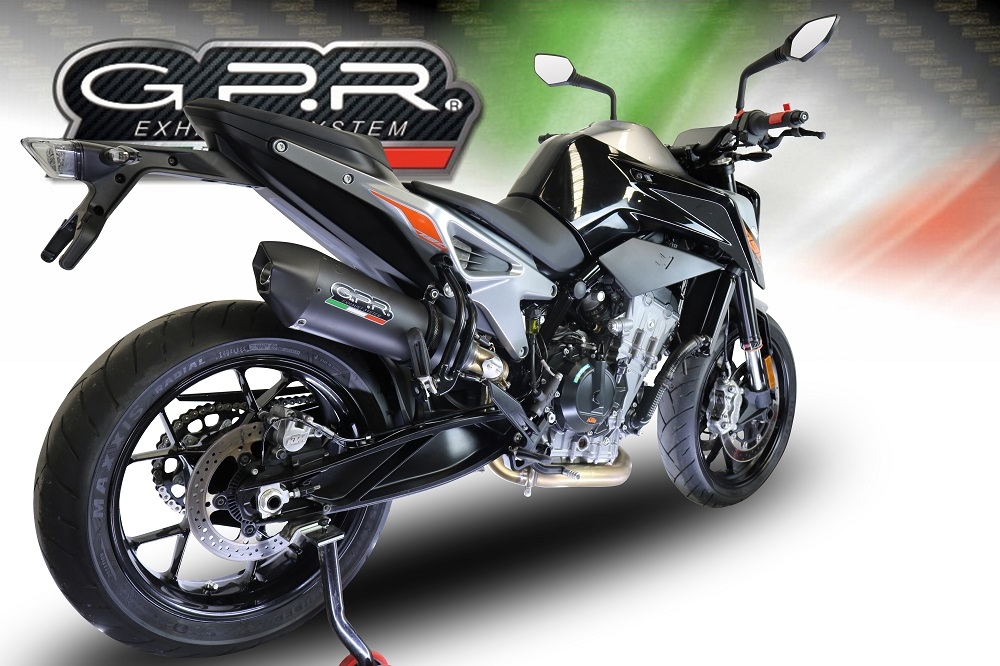 Pot echappement compatible avec Ktm Duke 790 2021-2024, GP Evo4 Black Titanium, Échappement légal, homologué,silencieux avec db killer amovible et tuyau de liaison spécifique 