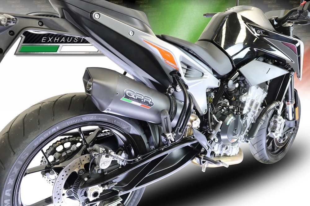 Pot echappement compatible avec Ktm Duke 790 2021-2024, GP Evo4 Black Titanium, Échappement légal, homologué,silencieux avec db killer amovible et tuyau de liaison spécifique 