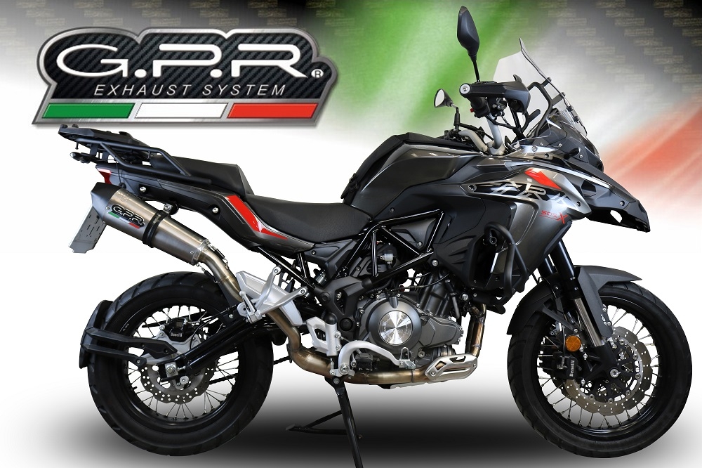 Exhaust compatible with Benelli Trk 502 X 2017-2020, GP Evo4 Titanium, Slip-on exhaust including removable db killer and link pipe 