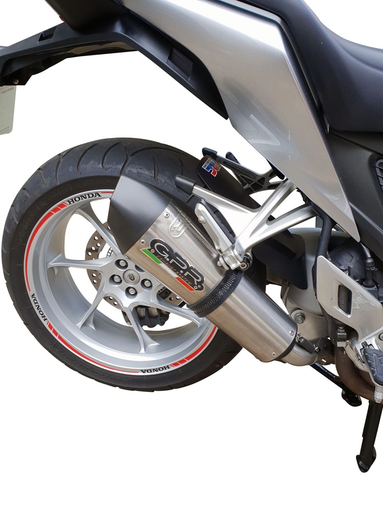 Exhaust compatible with Honda VFR1200F I.E. 2010-2016, Gpe Ann. titanium, Slip-on exhaust including removable db killer and link pipe 