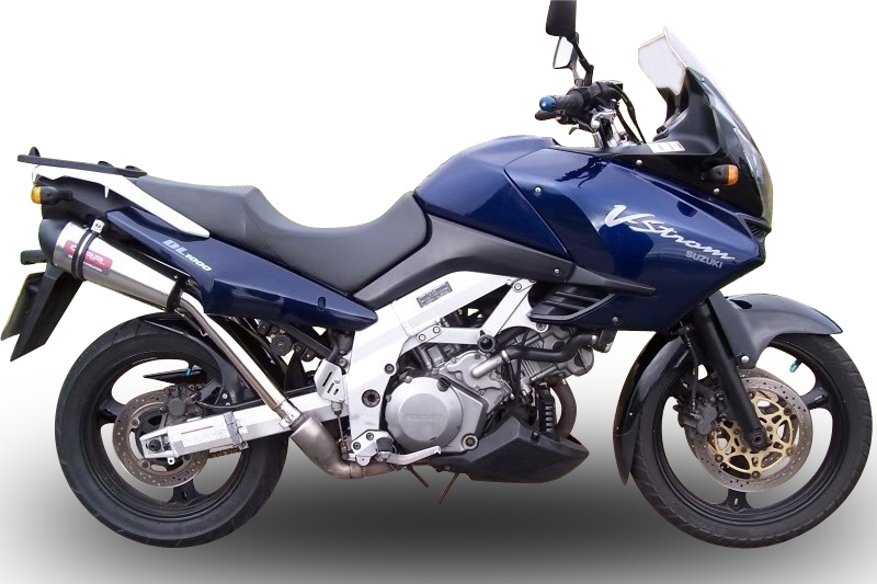 Exhaust compatible with Suzuki V-Strom 1000 2002-2013, Gpe Ann. titanium, Dual slip-on including removable db killers and link pipes 