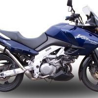 Exhaust compatible with Suzuki V-Strom 1000 2002-2013, Gpe Ann. titanium, Dual slip-on including removable db killers and link pipes 