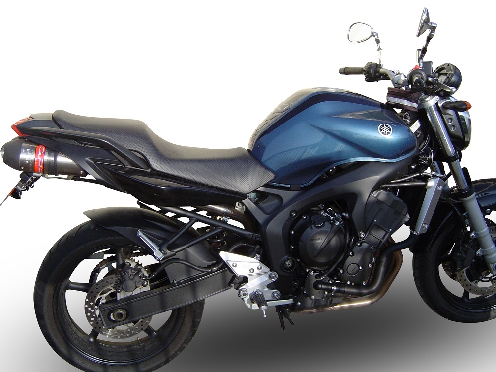 Pot echappement compatible avec Yamaha Fz6 600-Fazer S1-S2 2004-2013, Gpe Ann. titanium, Paire de pot d'échappement homologuées, livrées avec db killer amovible et raccords spécifiques 