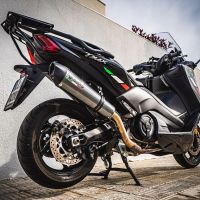 Pot echappement compatible avec Yamaha T-Max 530 2017-2021, Gpe Ann. Poppy, Pot échappement complet, non légal pour les pays de l'UE, avec db killer amovible 
