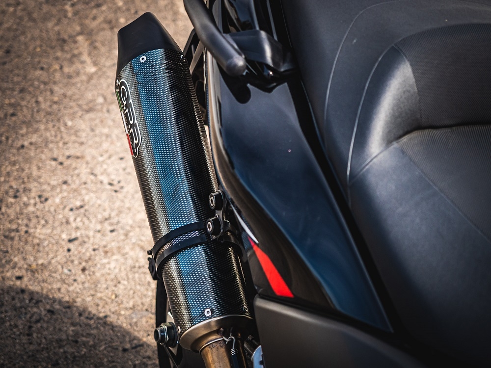 Pot echappement compatible avec Yamaha T-Max 530 2017-2021, Gpe Ann. Poppy, Pot échappement complet, non légal pour les pays de l'UE, avec db killer amovible 