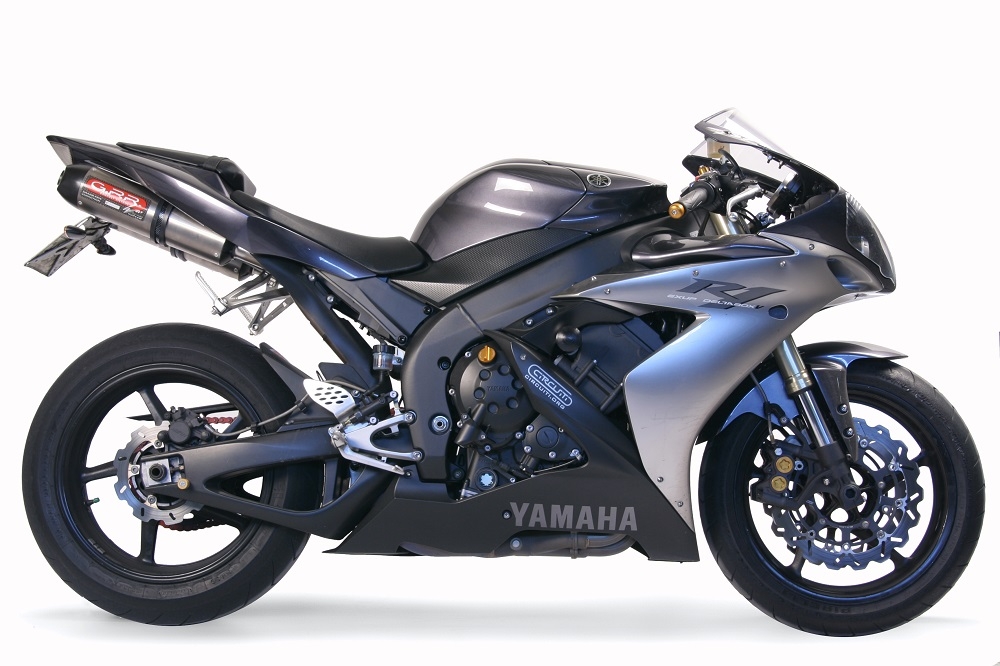 Exhaust compatible with Yamaha YZF 1000 R1 2004-2006, Gpe Ann. titanium, Mid-full system exhaust including dual silencers, with removable db killer 