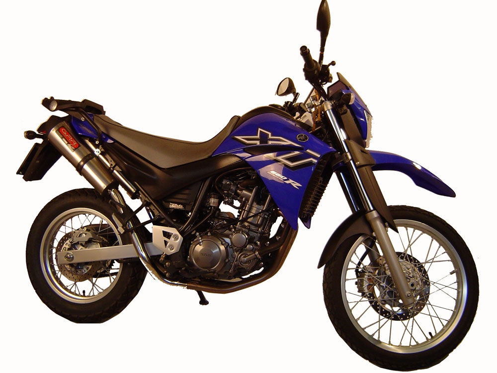 Exhaust compatible with Yamaha Xt 660 X-R 2004-2014, Gpe Ann. titanium, Dual slip-on including removable db killers and link pipes 
