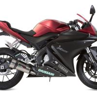 Pot echappement compatible avec Yamaha Yzf-R 125 2017-2018, Gpe Ann. titanium, Pot échappement complet, non légal pour les pays de l'UE, avec db killer amovible 