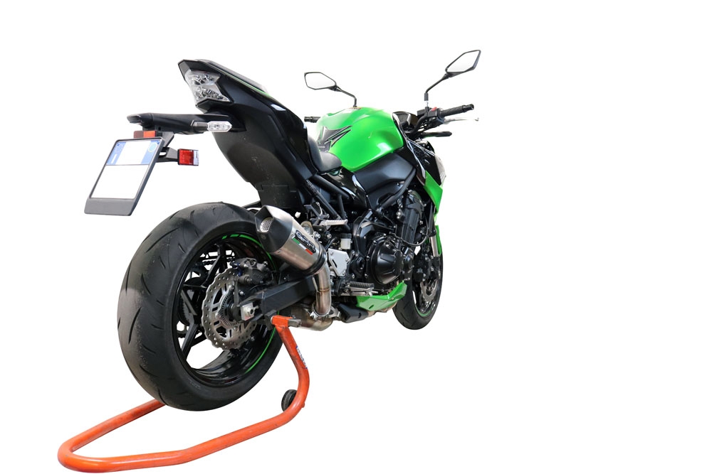 Pot echappement compatible avec Kawasaki Z 900 E 2020-2024, Gpe Ann. titanium, Échappement légal, homologué,silencieux avec db killer amovible et tuyau de liaison spécifique 