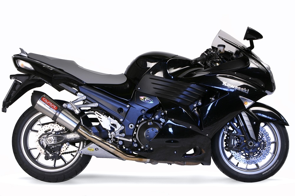 Pot echappement compatible avec Kawasaki Zzr 1400 2006-2007, Gpe Ann. titanium, Paire de pot d'échappement homologuées, livrées avec db killer amovible et raccords spécifiques 