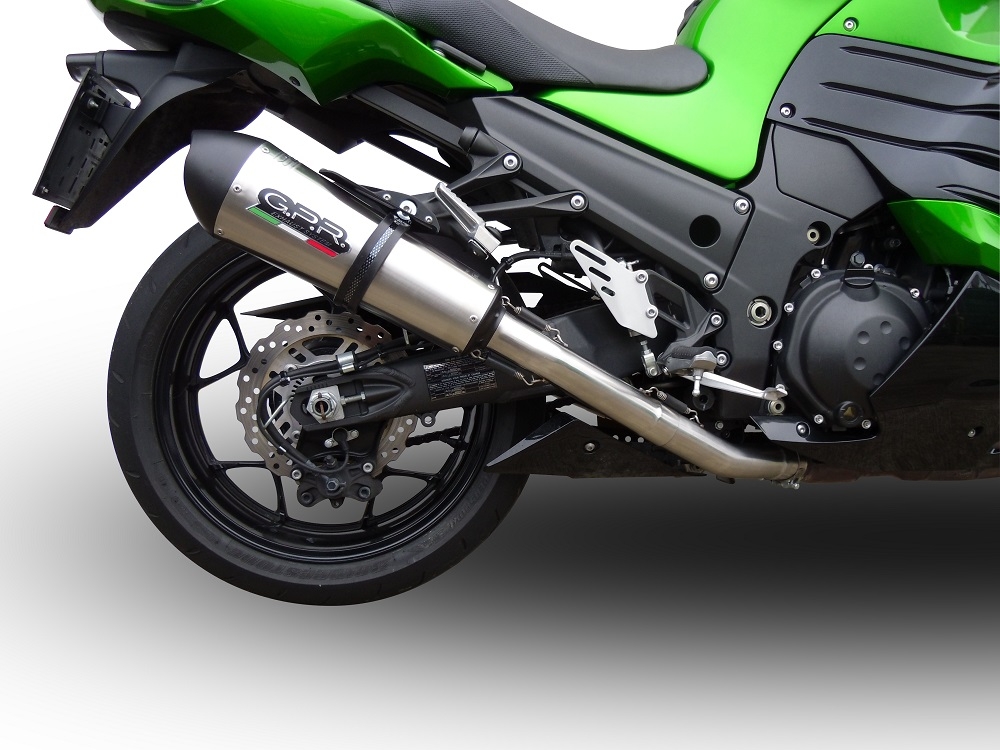 Pot echappement compatible avec Kawasaki Zzr 1400 2017-2022, GP Evo4 Titanium, Paire de pot d'échappement homologuées, livrées avec db killer amovible et raccords spécifiques 