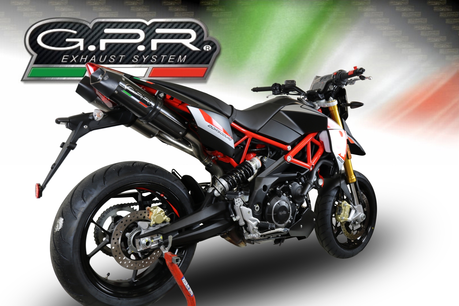 Exhaust compatible with Aprilia Dorsoduro 900 2017-2020, GP Evo4 Poppy, Dual slip-on including removable db killers and link pipes 