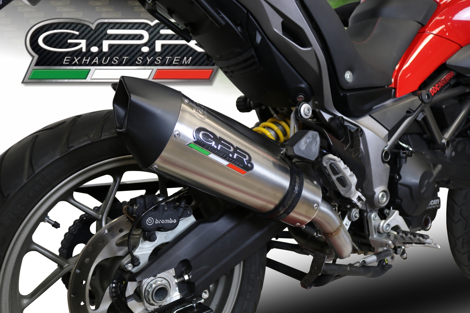 Pot echappement compatible avec Ducati Multistrada 950 2017-2020, Gpe Ann. Titanium, Système demi complet homologué,pas légal pour les marchés européens, y compris db killer amovible 