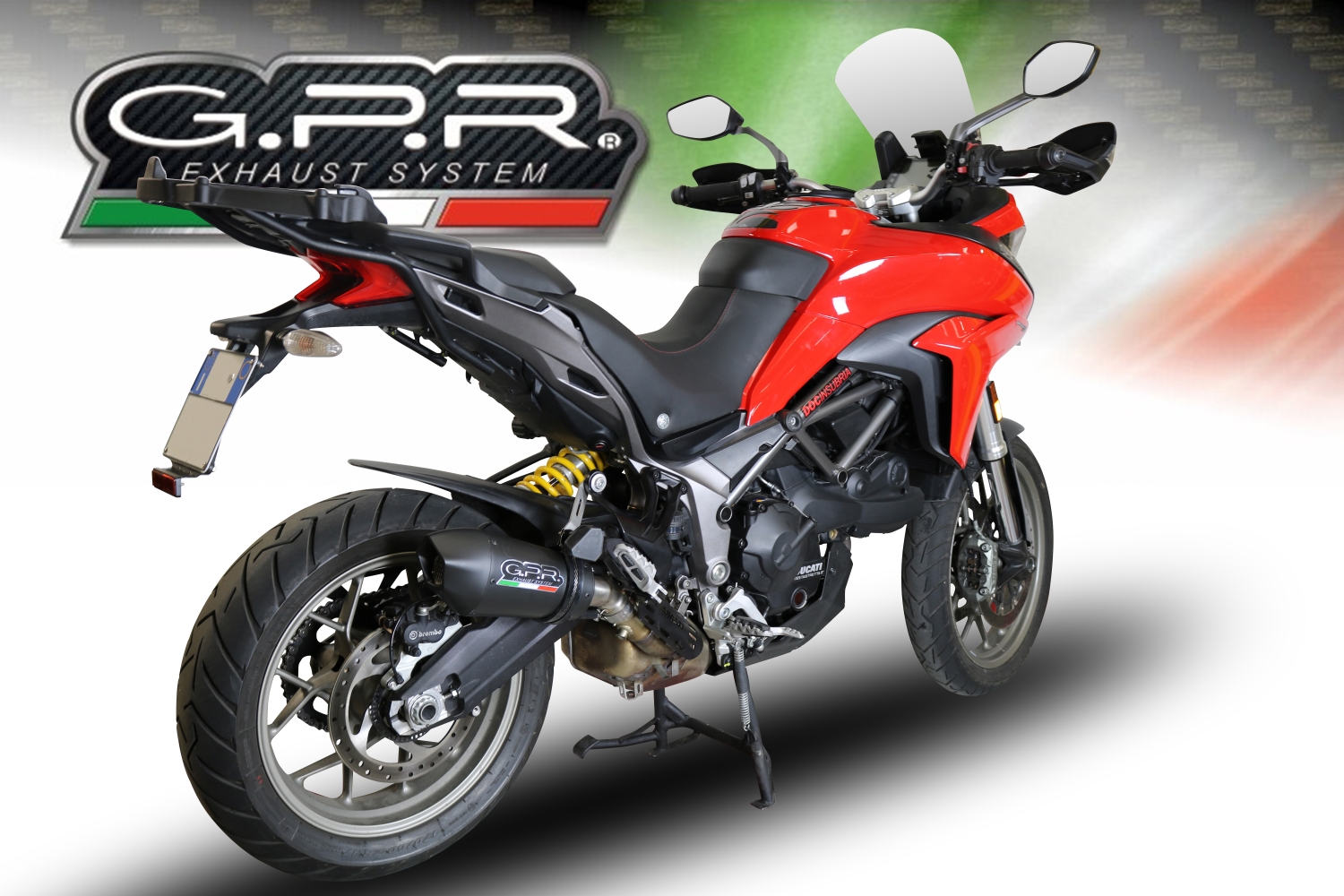 Exhaust compatible with Ducati Multistrada 950 V2 S 2021-2024, GP Evo4 Black Titanium, Slip-on exhaust including removable db killer and link pipe 